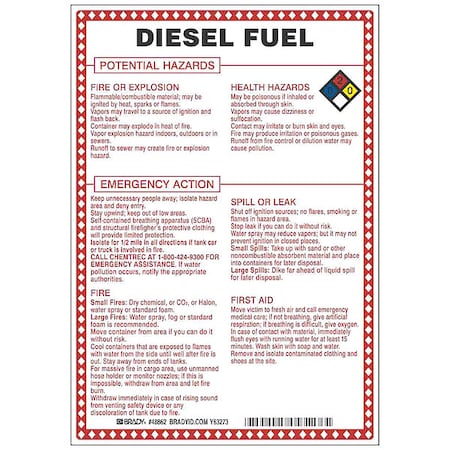 Chemical Sign, 10 in Height, 7 in Width, Rectangle MPN:48862