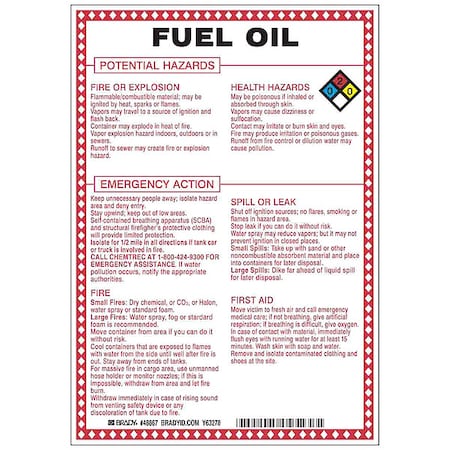 Chemical Sign, 10 in Height, 7 in Width, Rectangle MPN:48867