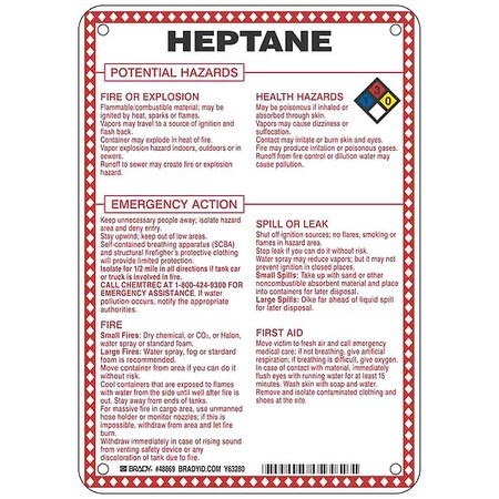 Chemical Sign, 10 in Height, 7 in Width, Rectangle MPN:48869