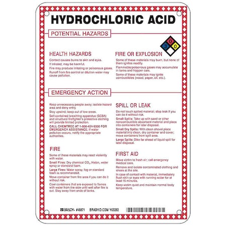Chemical Sign, 10 in Height, 7 in Width, Rectangle MPN:48871