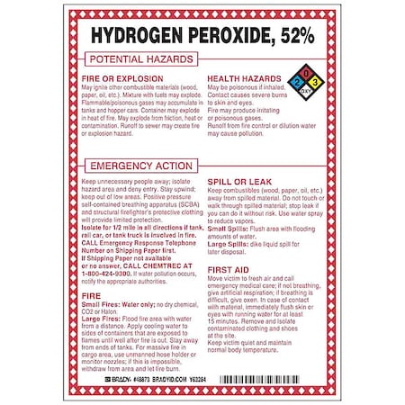 Chemical Sign, 10 in Height, 7 in Width, Rectangle MPN:48873