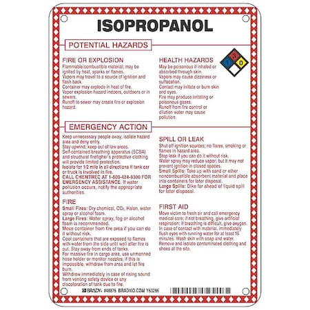 Chemical Sign, 10 in Height, 7 in Width, Rectangle MPN:48875