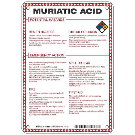 Chemical Sign, 10 in Height, 7 in Width, Rectangle MPN:48881