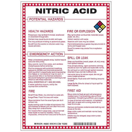 Chemical Sign, 10 in Height, 7 in Width, Rectangle MPN:48882