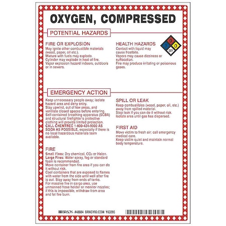Chemical Sign, 10 in Height, 7 in Width, Rectangle MPN:48884