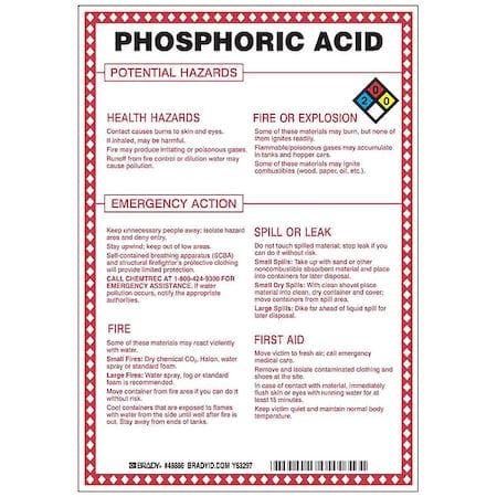 Chemical Sign, 10 in Height, 7 in Width, Rectangle MPN:48886