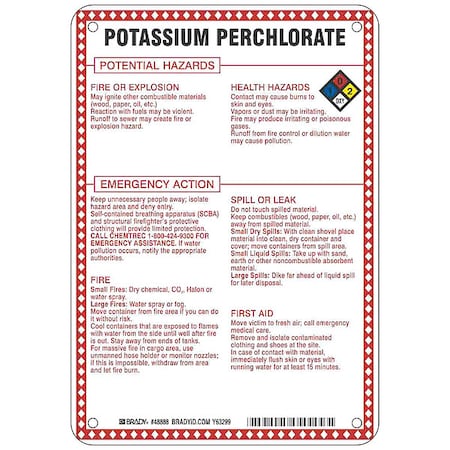 Chemical Sign, 10 in Height, 7 in Width, Rectangle MPN:48888