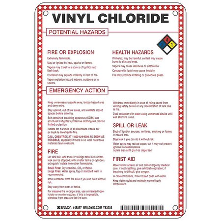 Chemical Sign, 10 in Height, 7 in Width, Rectangle MPN:48897