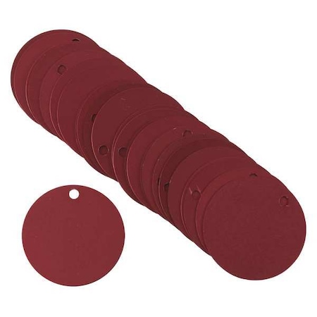 Blank Tag, Aluminum, 2 in H x 2 in W, 2 in Dia., Red, Round, 25 PK MPN:49906