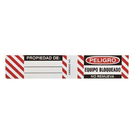 Padlock Label, 3/4 In. H, 4 1/2 In. W, PK6, 50281 MPN:50281