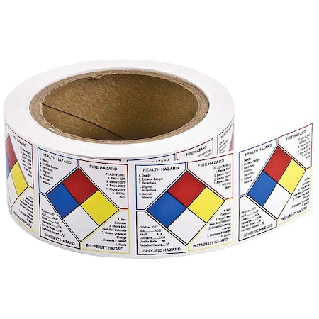 Label, Health Hazard Fire Hazard Specific Hazard, Paper, 2 in W, 2 in H MPN:53067