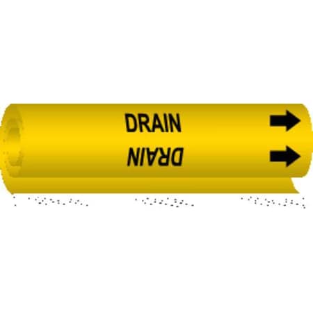 Pipe Marker, Drain, Yellow, 1/2 to 1-3/8 In MPN:5679-O