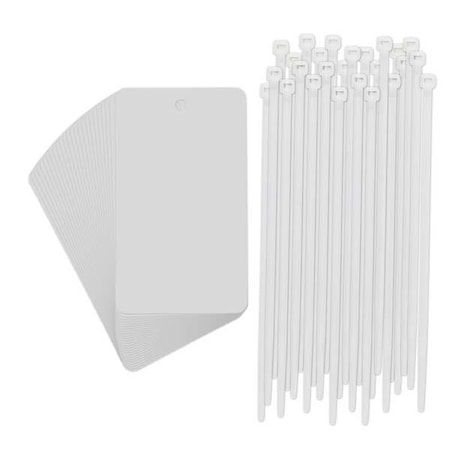 Tag, Blank, Metal, 5 in H x 3 in W, White, Rectangle, 25 PK MPN:56937-PK