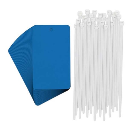 Tag, Blank, Metal, 5 in H x 3 in W, Blue, Rectangle, 25 PK MPN:56938-PK