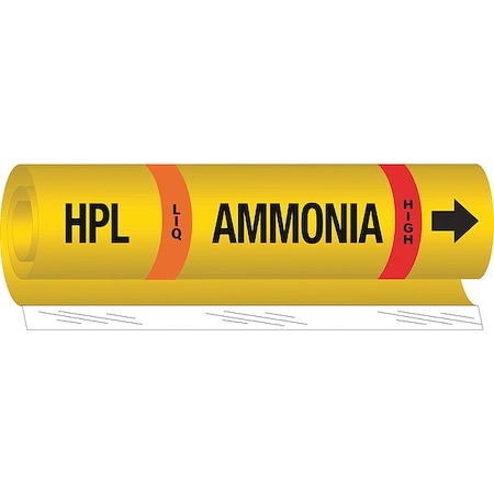 Ammonia Pipe Marker, HPL, 3/4 to 2-1/2In MPN:57966