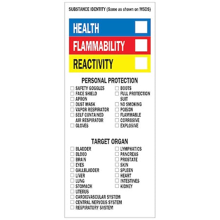 Label, No Header, Paper, 3 in W, 8 in H MPN:58264