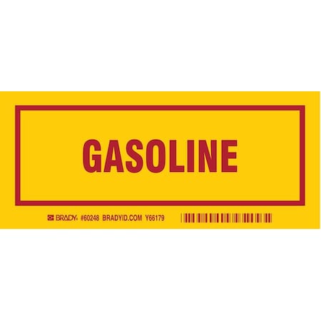 Container Label, Gasoline, Polyester, 7 in W, 3 in H MPN:60248