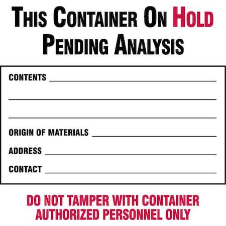 Waste Label, 6 in Height, 6 in Width, Paper, Square, English MPN:60366