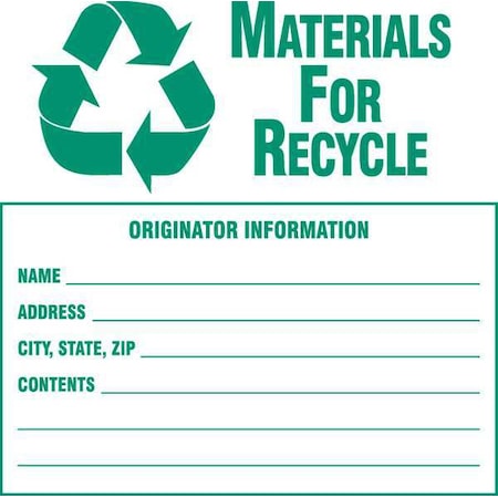 Waste Labl, 6in. dia., Semi-Glss Ppr, PK100, 60369 MPN:60369