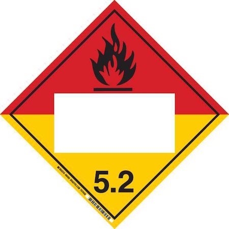 DOT Container Placard, 5.2, B-946 Pressure Sensitive Vinyl, 10-3/4