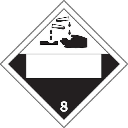 DOT Container Placard, 8, B-946 Pressure Sensitive Vinyl, 10-3/4