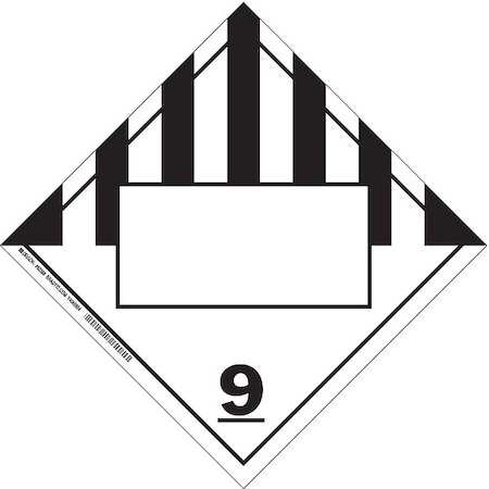 DOT Container Placard, 9, B-101 Polycoated Tagstock, 10-3/4