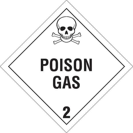 DOT Container Placard, Poison Gas 2, B-101 Polycoated Tagstock, 10-3/4