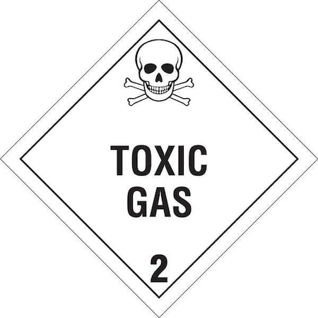 DOT Container Placard, Toxic Gas 2, B-946 Pressure Sensitive Vinyl, 10-3/4