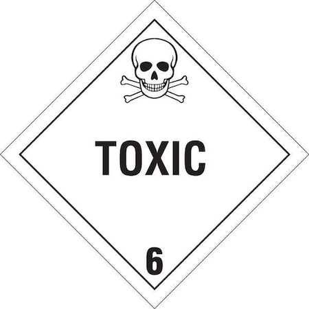 DOT Container Placard, Toxic 6, B-946 Pressure Sensitive Vinyl, 10-3/4