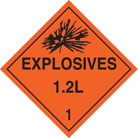 DOT Container Placard, Explosives 1.2 L 1, B-120 Premium Fiberglass, 10-3/4