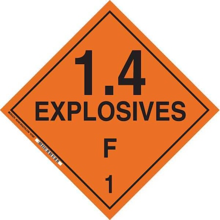 DOT Container Placard, 1.4 Explosives F 1, B-120 Premium Fiberglass, 10-3/4