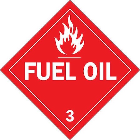 DOT Container Placard, Fuel Oil, B-946 Pressure Sensitive Vinyl, 10-3/4