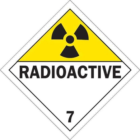 DOT Container Placard, Radioactive, B-946 Pressure Sensitive Vinyl, 10-3/4