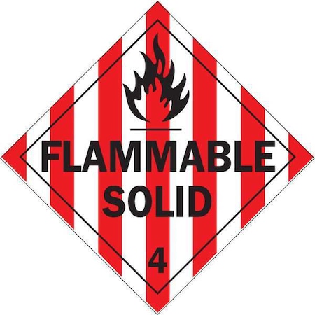 DOT Container Placard, Flammable Solid, B-120 Premium Fiberglass, 10-3/4