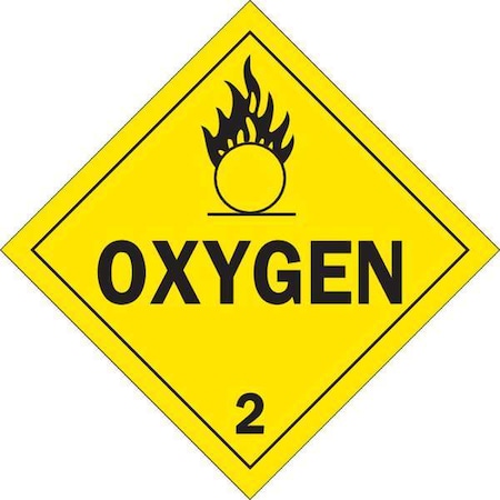 DOT Container Placard, Oxygen, B-120 Premium Fiberglass, 10-3/4