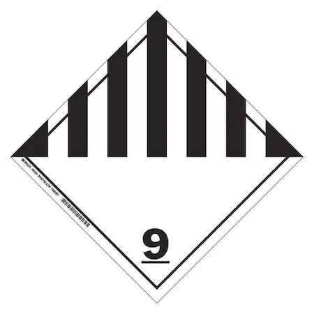 DOT Container Placard, Misc. Hazardous Materials, B-101 Polycoated Tagstock, 10-3/4