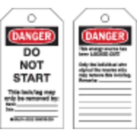 Danger Tag, Cardstock, 5 3/4 in H x 3 in W, Black/Red on White, Rectangle, 25 PK MPN:65446