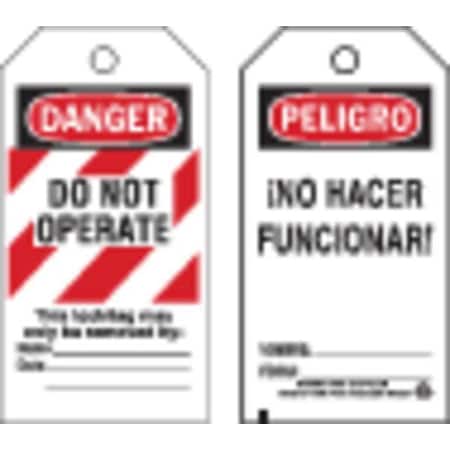 Danger Bilingual Tag, 5-3/4 x 3 In, PK25, 65453 MPN:65453