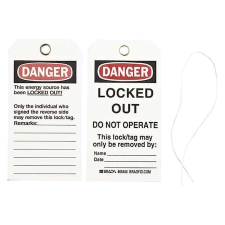 Danger Tag, 5-3/4 x 3 In, Cardstock, PK25 MPN:65455