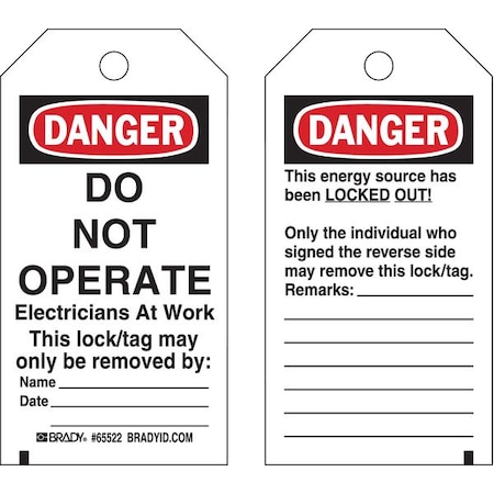 Danger Tag, 5-1/2 x 3 In, Hd Polyest, PK25, 65522 MPN:65522