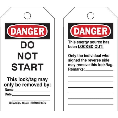 Danger Tag, Polyester, 5 1/2 in H x 3 in W, Black/Red on White, Rectangle, 25 PK MPN:65523