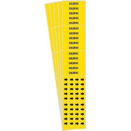 Pipe Marker, Adhesive, Black, Chlorine, PK5, 7048-3C-PK MPN:7048-3C-PK