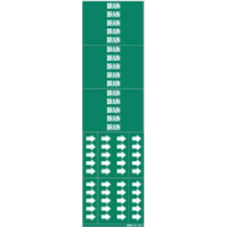 Pipe Marker, Drain, Green, 3/4 In or Less MPN:7090-3C