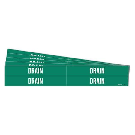 Pipe Marker, Adhesive, White, Drain, PK5 MPN:7090-4-PK