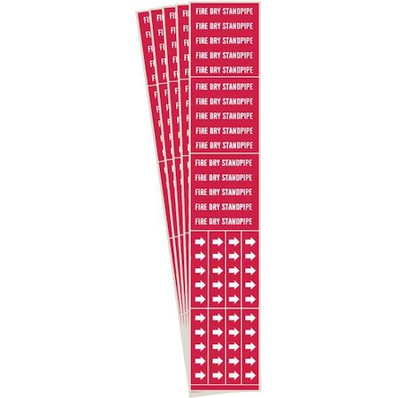 Pipe Marker, White, Fire Dry Standpipe, PK5, 7108-3C-PK MPN:7108-3C-PK