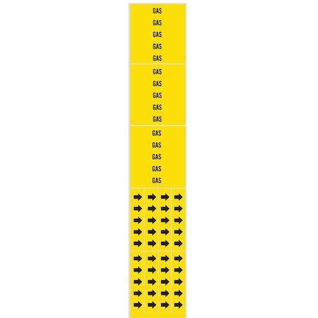 Pipe Marker, Gas, Yellow, 3/4 In or Less MPN:7119-3C