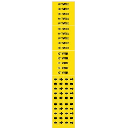 Pipe Marker, Hot Water, Yel, 3/4 In or Less MPN:7146-3C