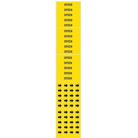 Pipe Marker, Oxygen, Yellow, 3/4 In or Less MPN:7209-3C