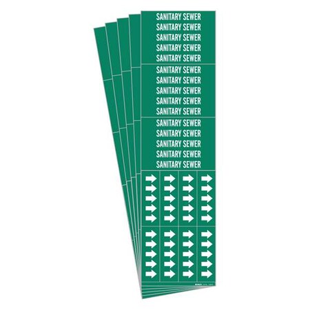 Pipe Marker, White, Sanitary Sewer, PK5, 7250-3C-PK MPN:7250-3C-PK