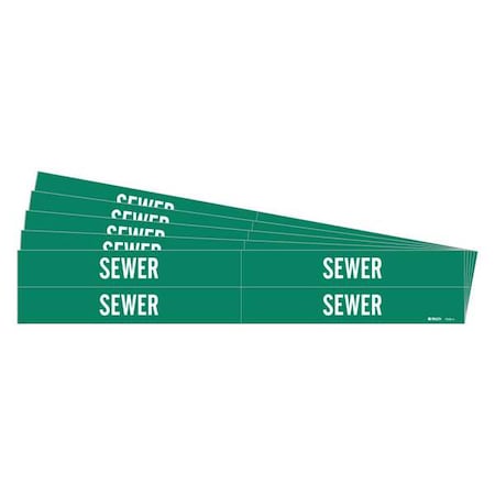 Pipe Marker, Adhesive, White, Sewer, PK5, 7259-4-PK MPN:7259-4-PK